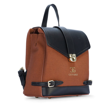 Black & Brown Colourblocked Backpack