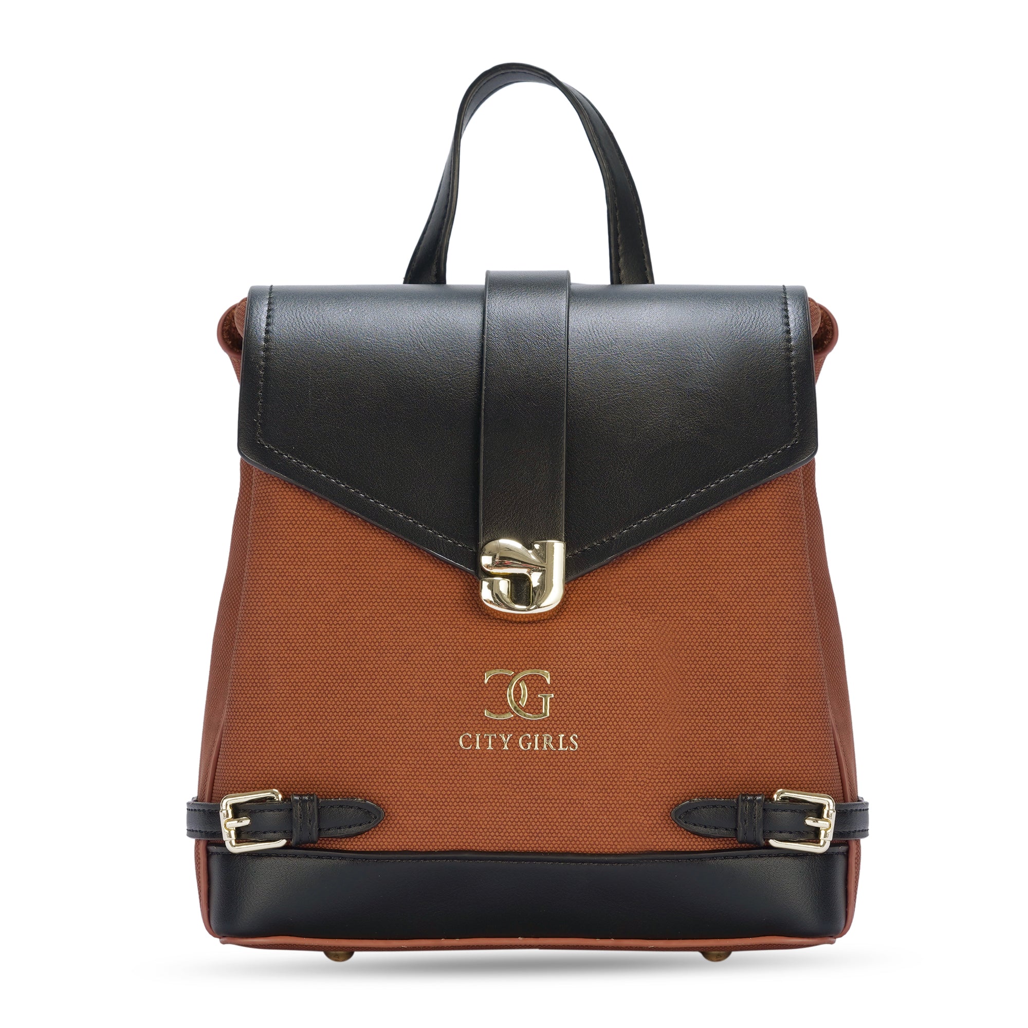 Black & Brown Colourblocked Backpack
