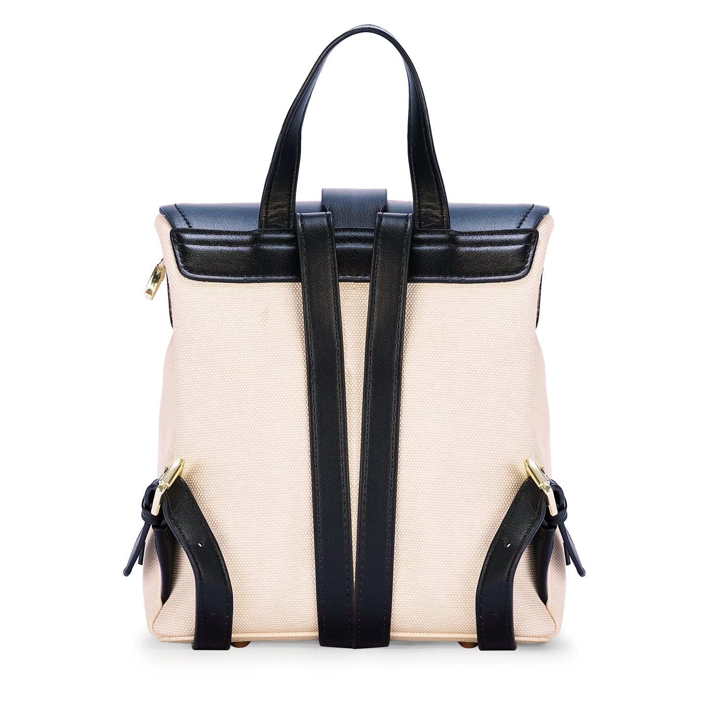 White & Black Colourblocked Backpack