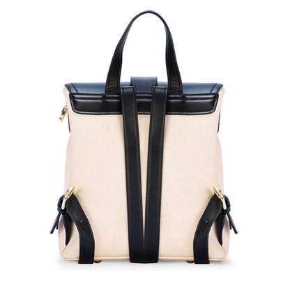 White & Black Colourblocked Backpack