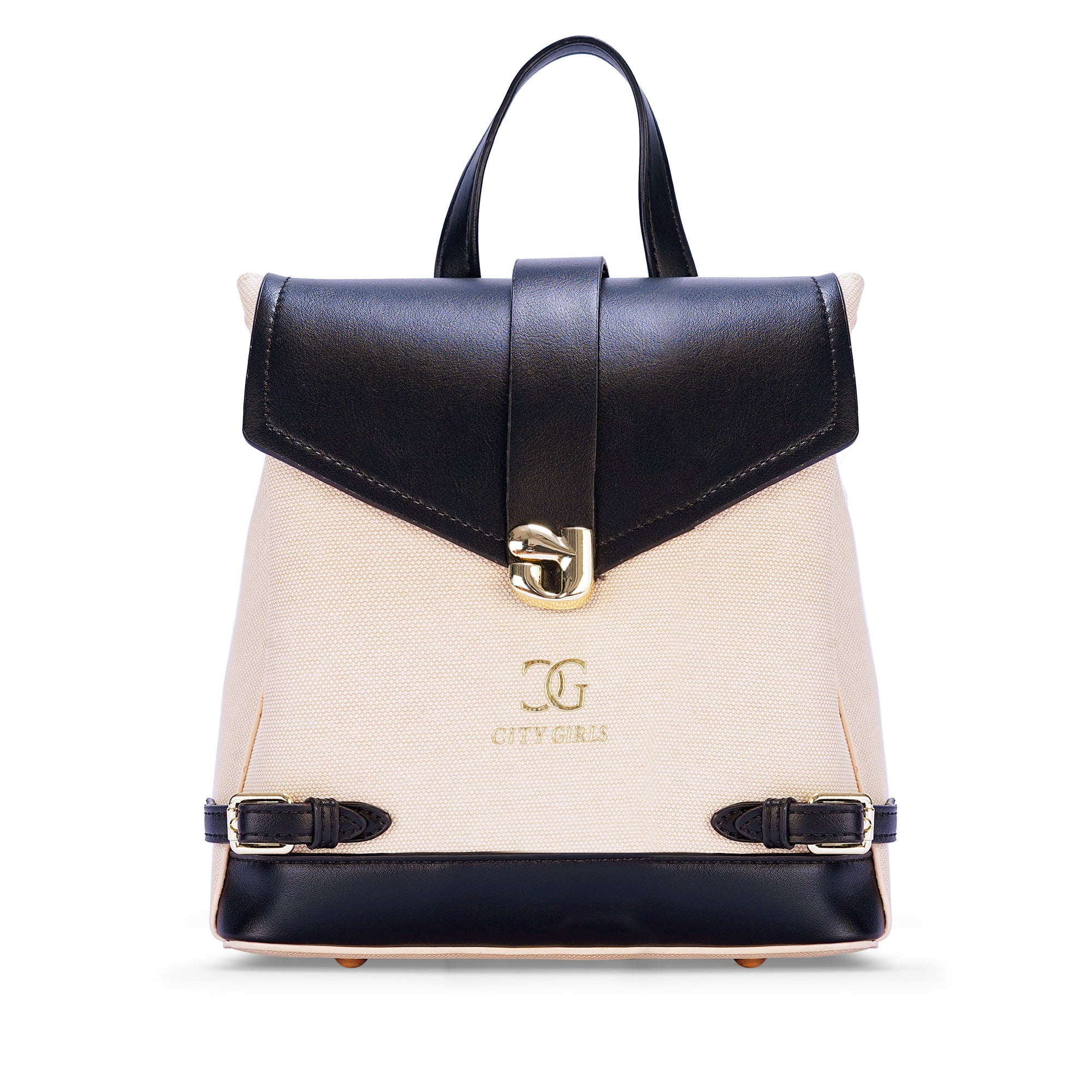 White & Black Colourblocked Backpack