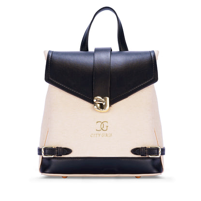 White & Black Colourblocked Backpack