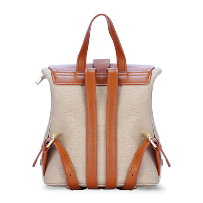 Khaki & Tan Colourblocked Backpack