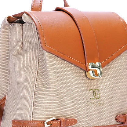 Khaki & Tan Colourblocked Backpack