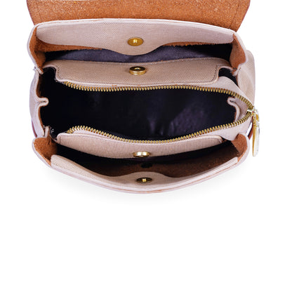 Khaki & Tan Colourblocked Backpack