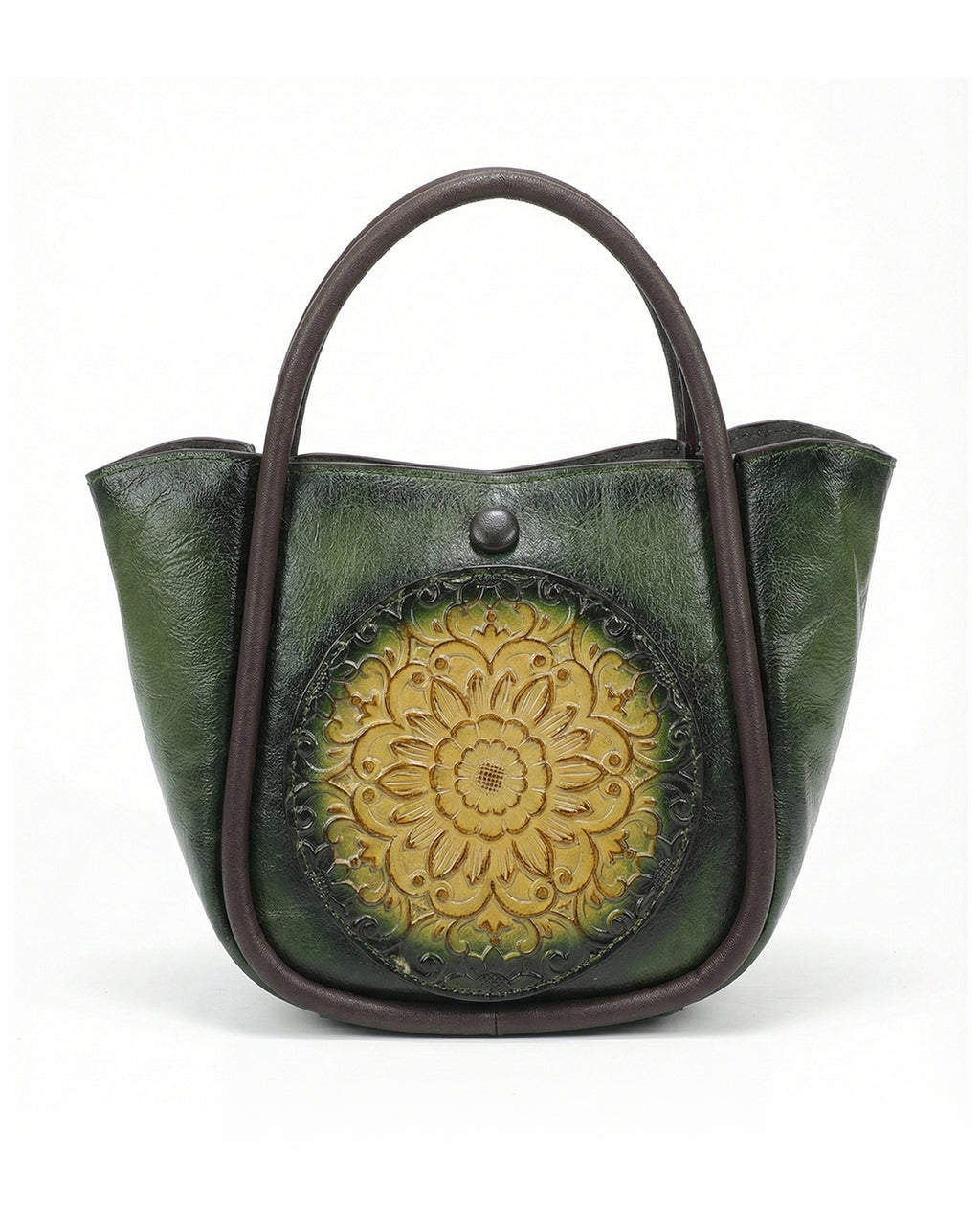 Artisanal Burnished Floral Medallion Bag