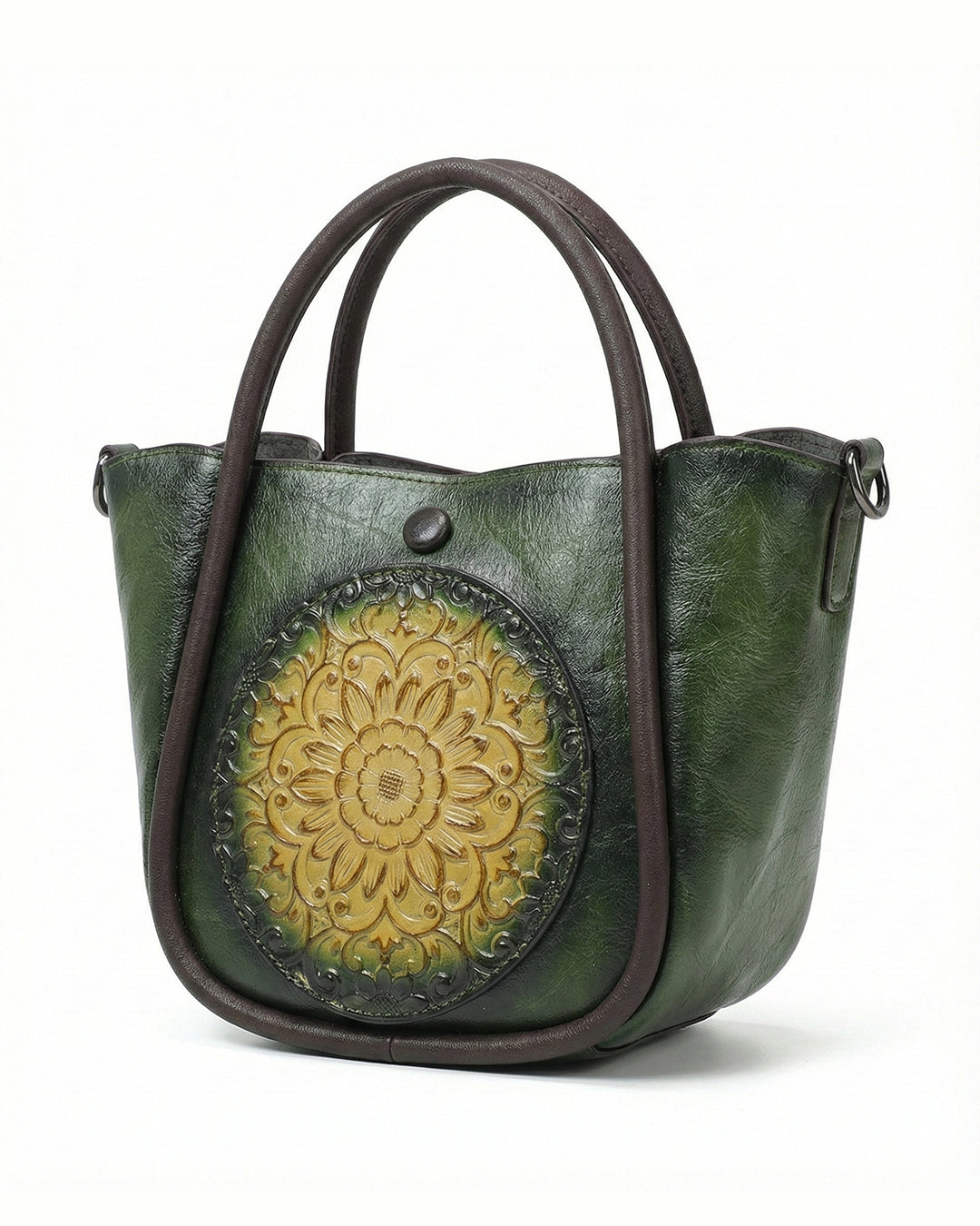 Artisanal Burnished Floral Medallion Bag