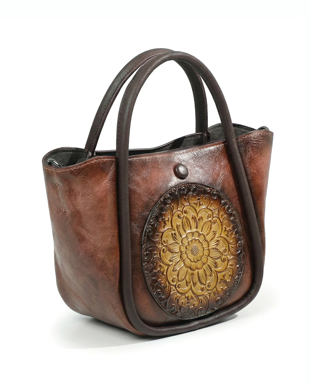 Artisanal Burnished Floral Medallion Bag