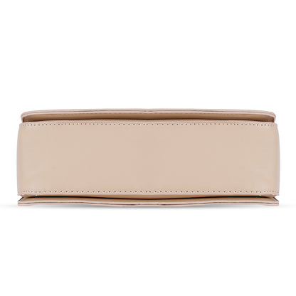 Beige Structured Satchel Bag
