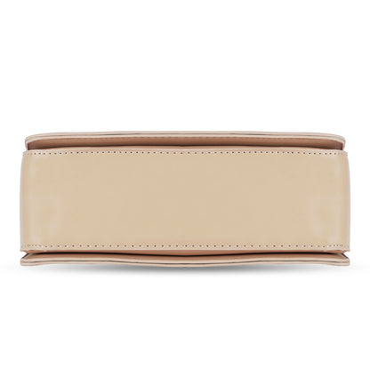 Beige Structured Satchel Bag