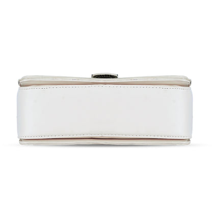 White Colourblocked Satchel Bag