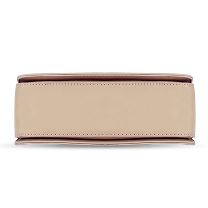 Beige Structured Satchel Bag