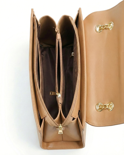 Refined Two-Texture Structured Flap Bag
