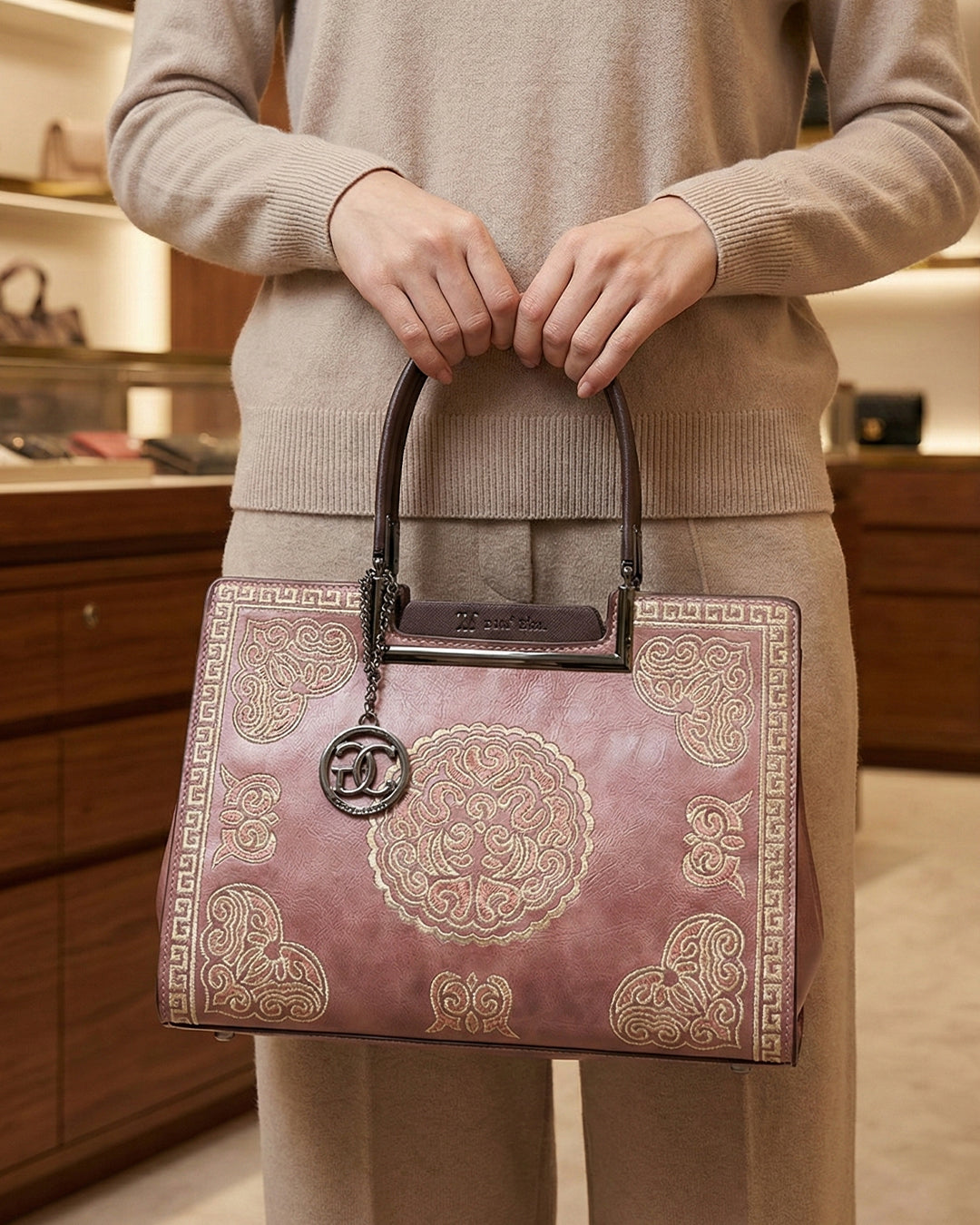 Artisanal Embroidered Aesthetic Top-Handle Bag