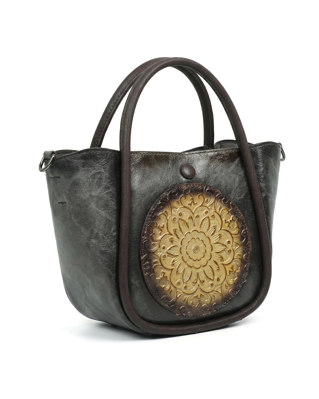 Artisanal Burnished Floral Medallion Bag
