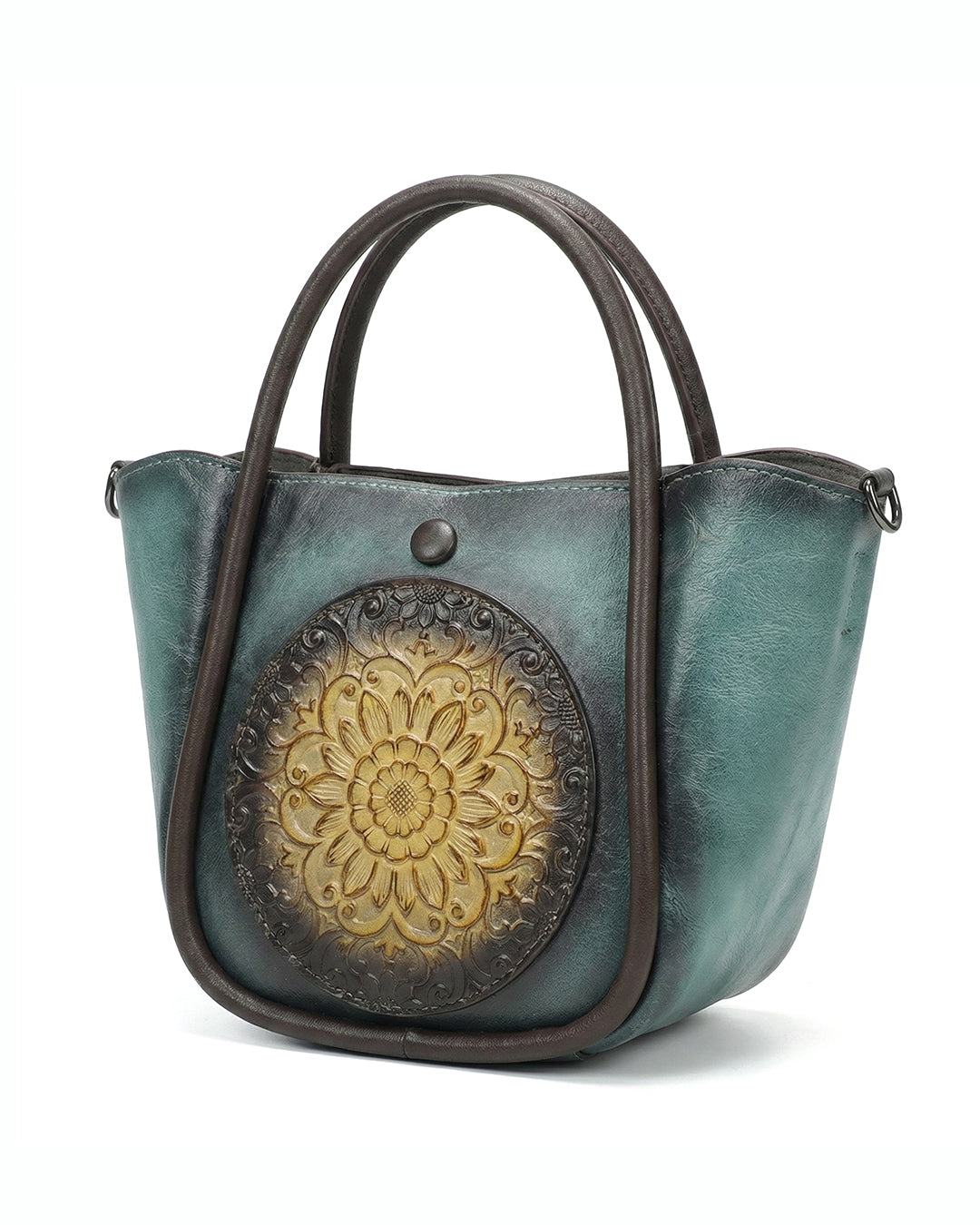 Artisanal Burnished Floral Medallion Bag