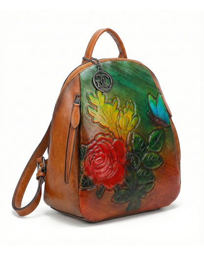 Embossed Rose Textured Luxury Backpack