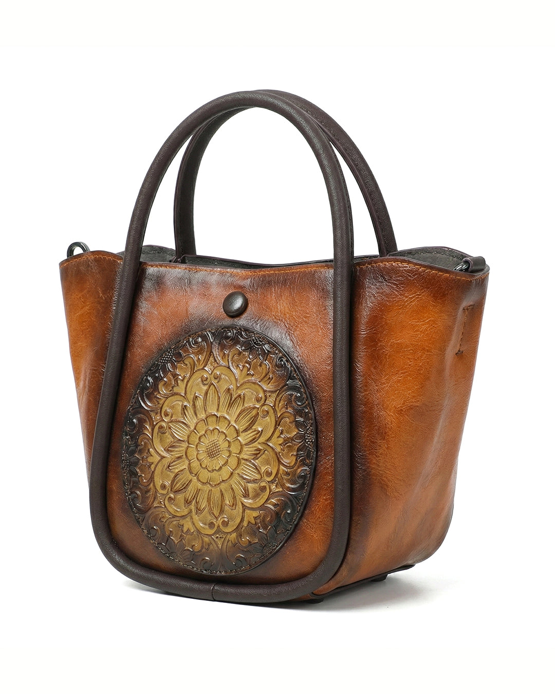 Artisanal Burnished Floral Medallion Bag