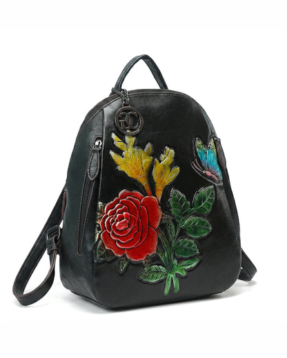 Embossed Rose Textured Luxury Backpack