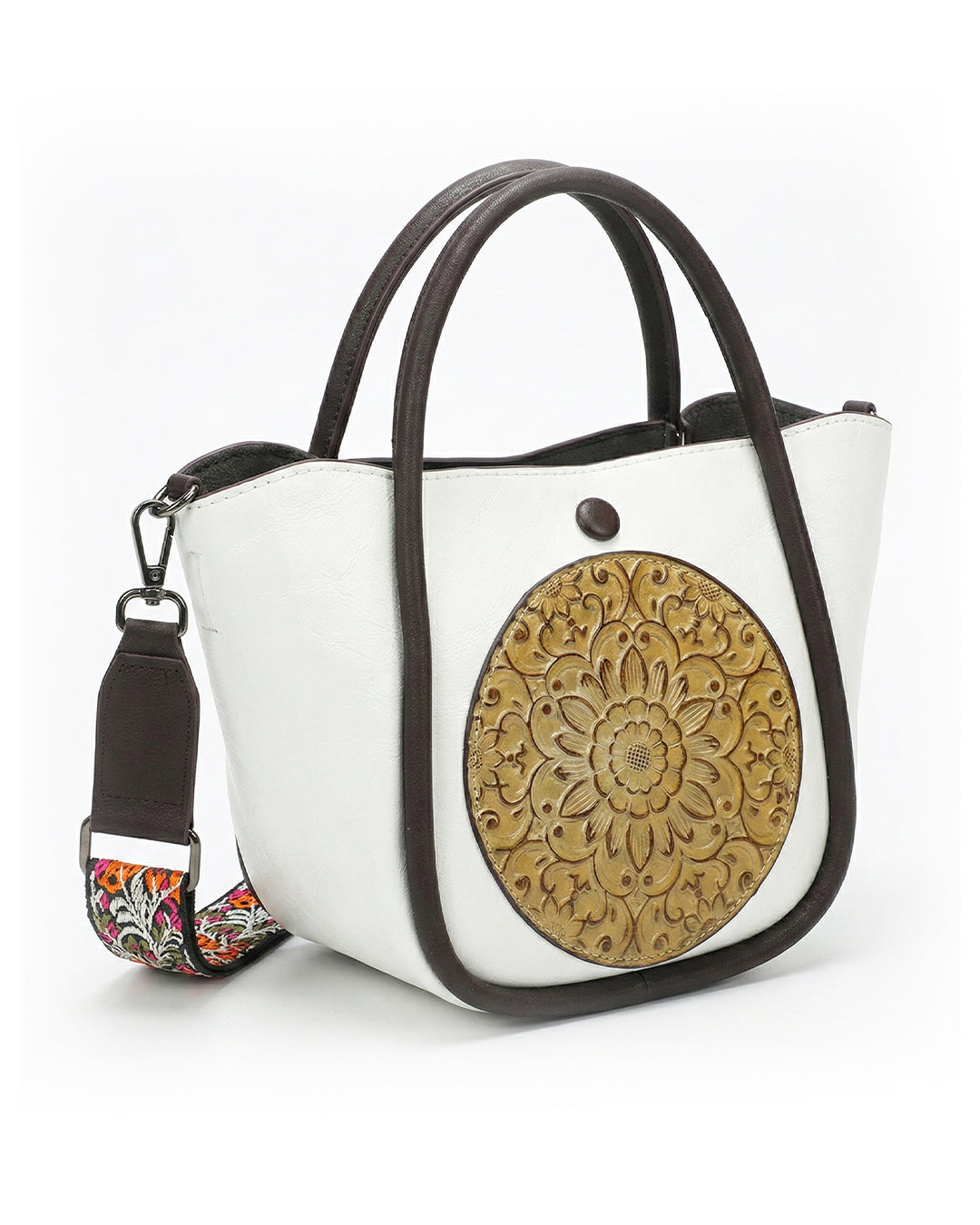 Artisanal Burnished Floral Medallion Bag