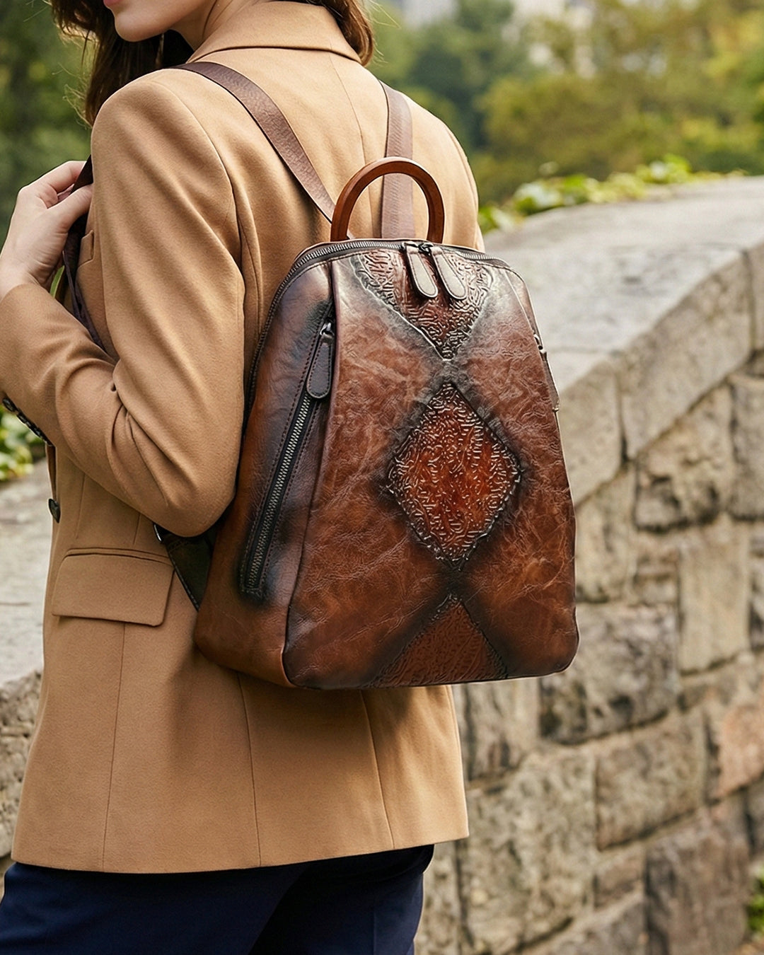 Signature Textured Embossed Artsian finish Bagpack