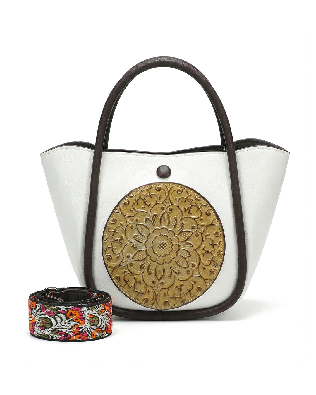 Artisanal Burnished Floral Medallion Bag