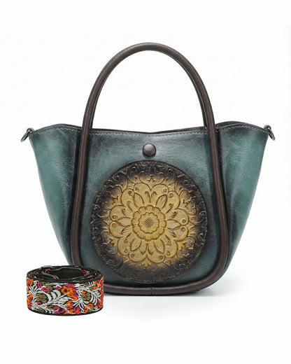 Artisanal Burnished Floral Medallion Bag