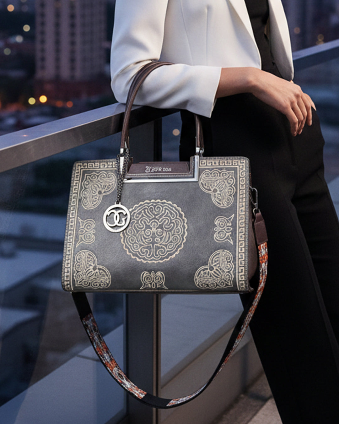 Artisanal Embroidered Aesthetic Top-Handle Bag