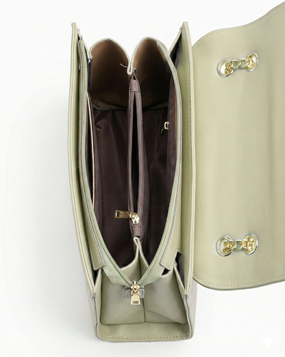 Refined Two-Texture Structured Flap Bag