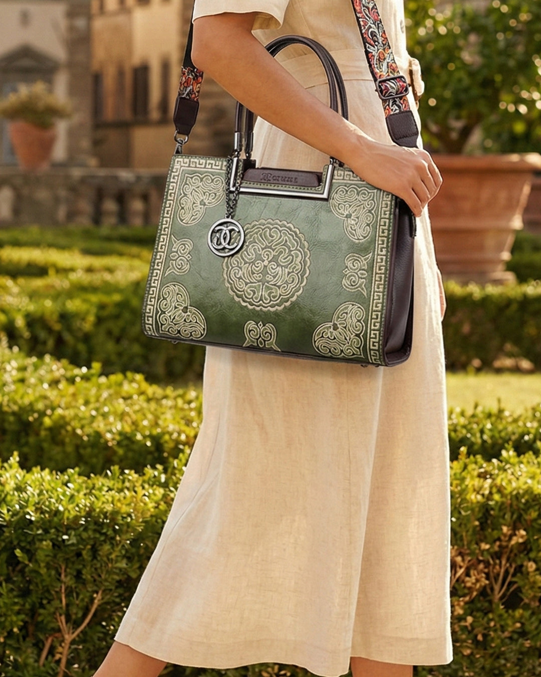 Artisanal Embroidered Aesthetic Top-Handle Bag