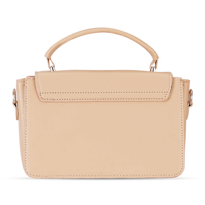 Beige Structured Satchel Bag