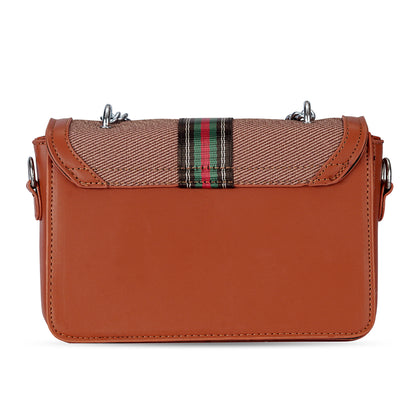 Tan Colourblocked Sling Bag