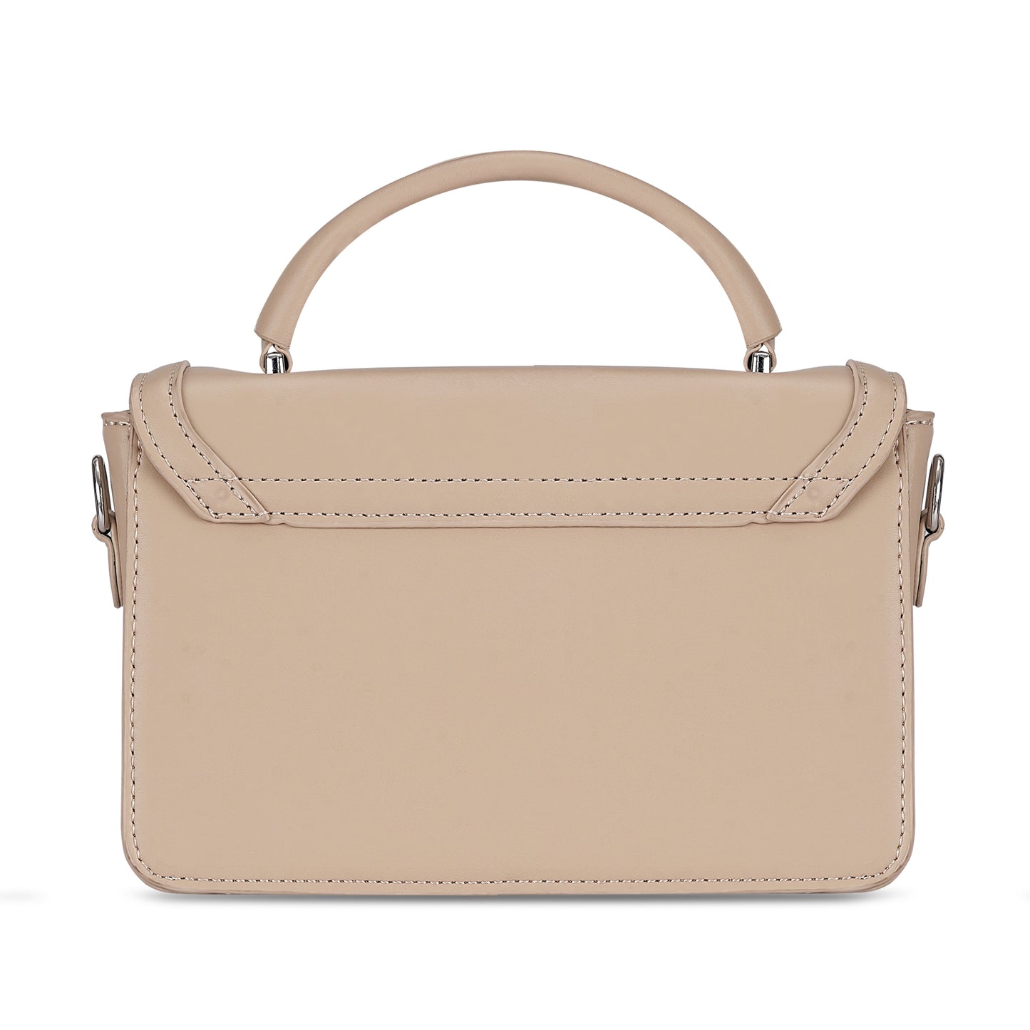 Beige Structured Satchel Bag
