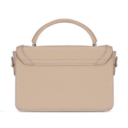 Beige Structured Satchel Bag