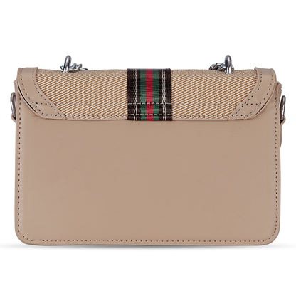Beige Colourblocked Sling Bag