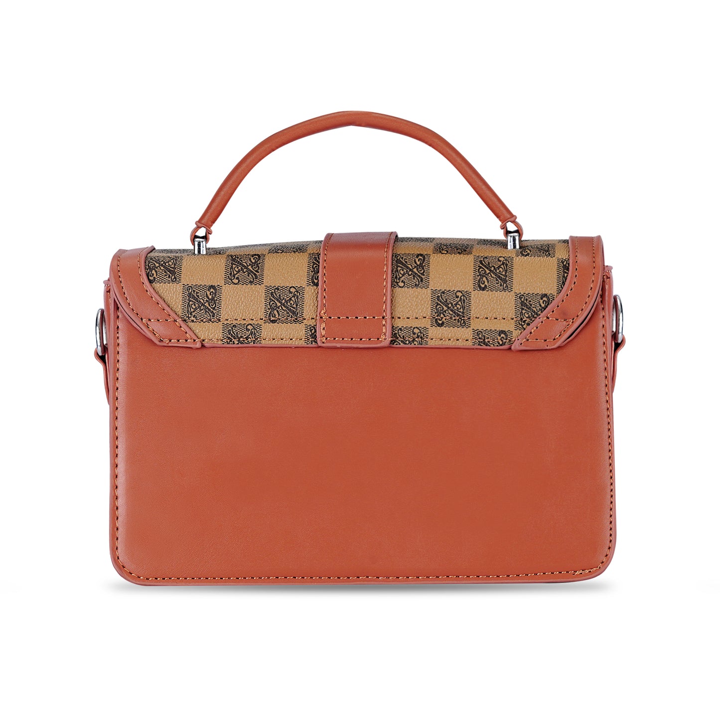 Tan Colourblocked Satchel Bag