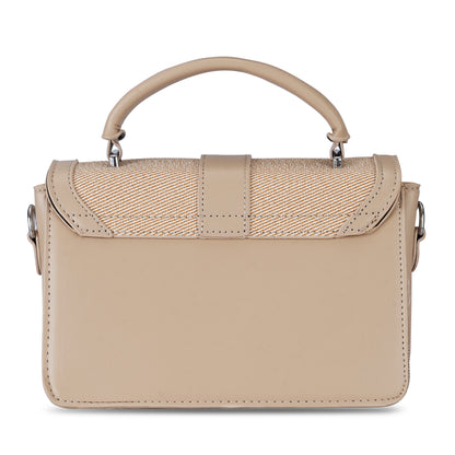 Beige Structured Satchel Bag