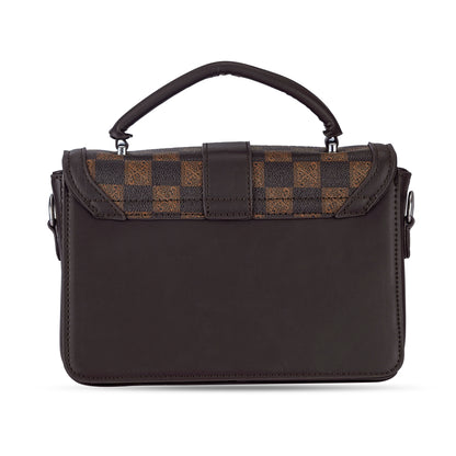 Brown Colourblocked Satchel Bag