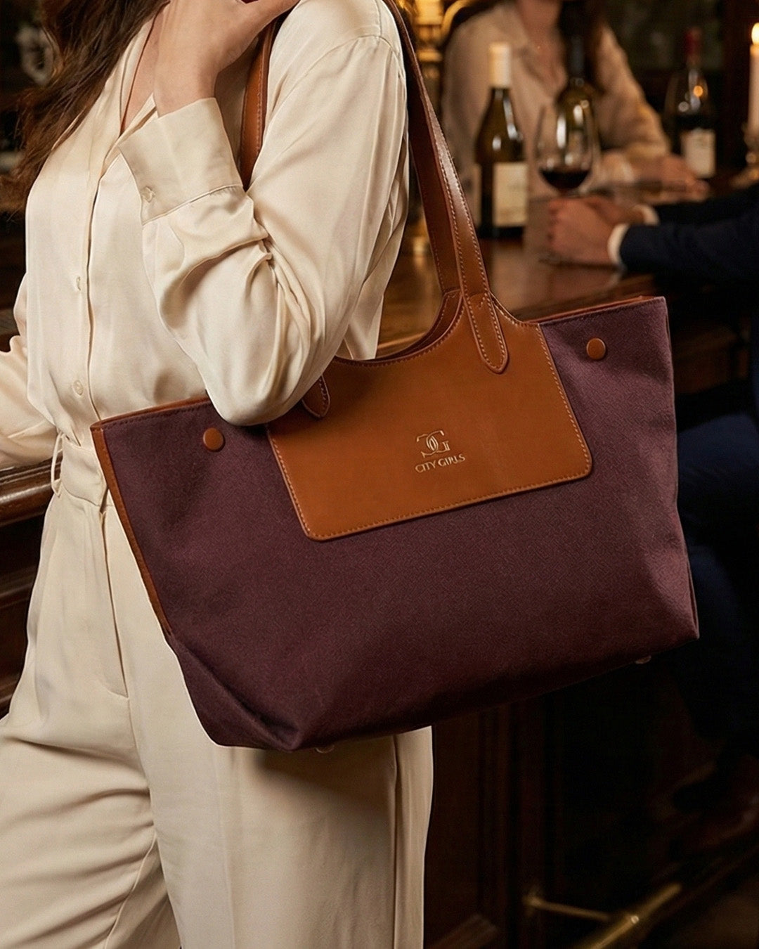 Professional Contrast Panel Tote Bag