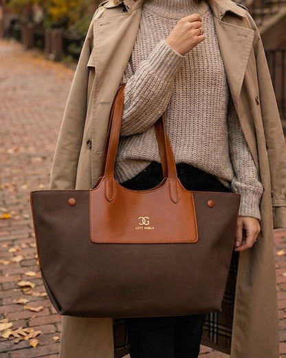 Professional Contrast Panel Tote Bag