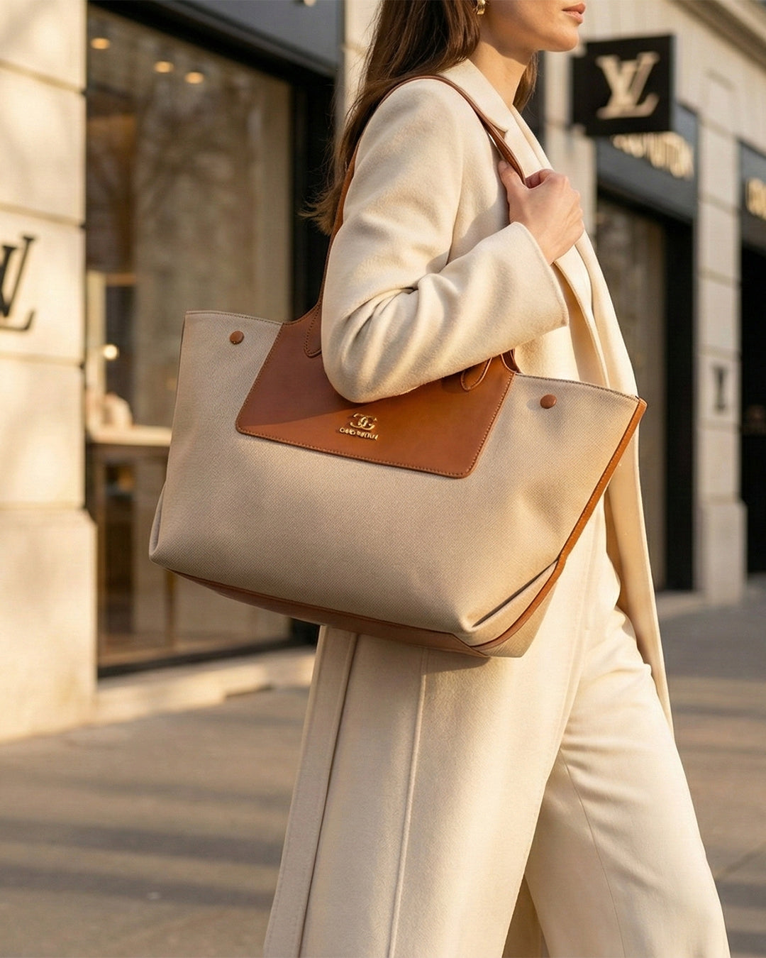Professional Contrast Panel Tote Bag