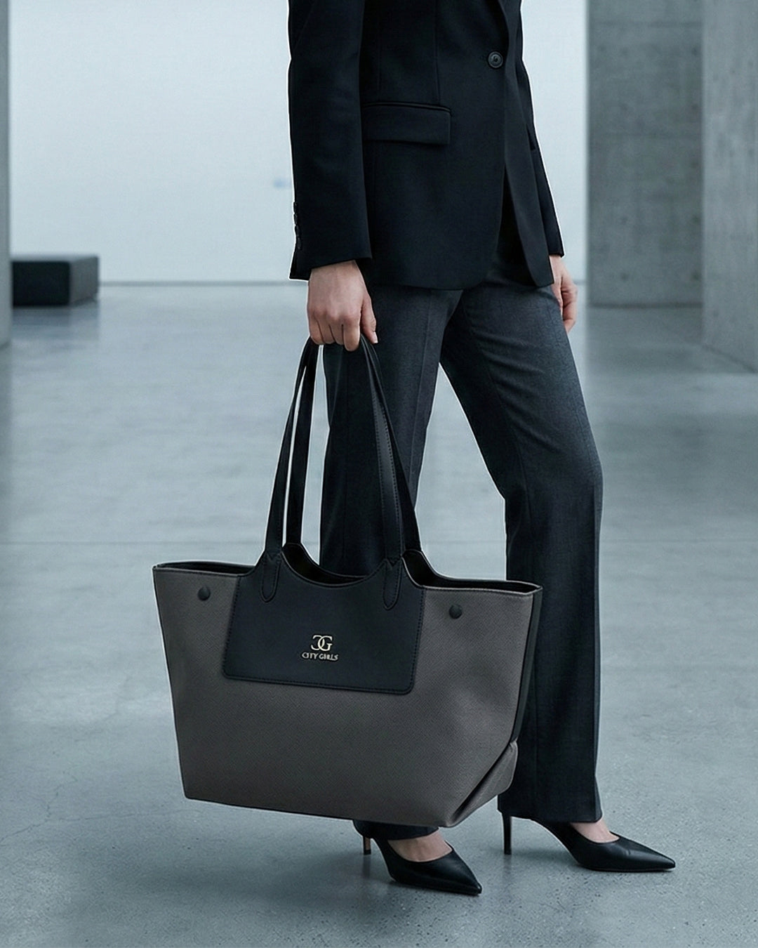 Professional Contrast Panel Tote Bag