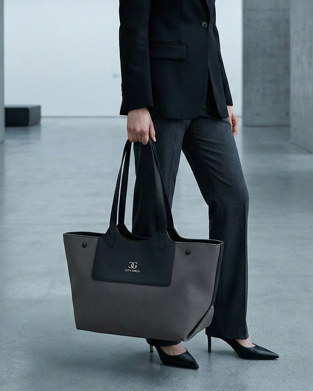 Professional Contrast Panel Tote Bag