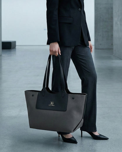 Professional Contrast Panel Tote Bag