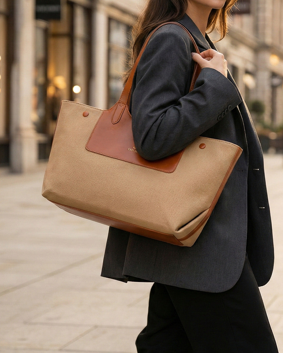 Professional Contrast Panel Tote Bag