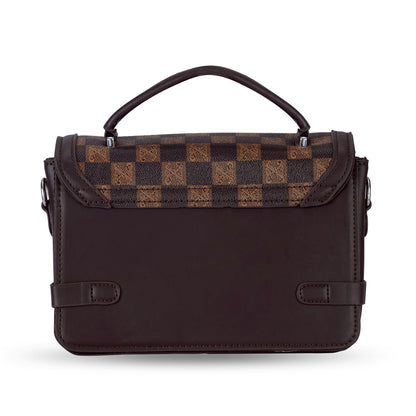 Brown Colourblocked Satchel Bag