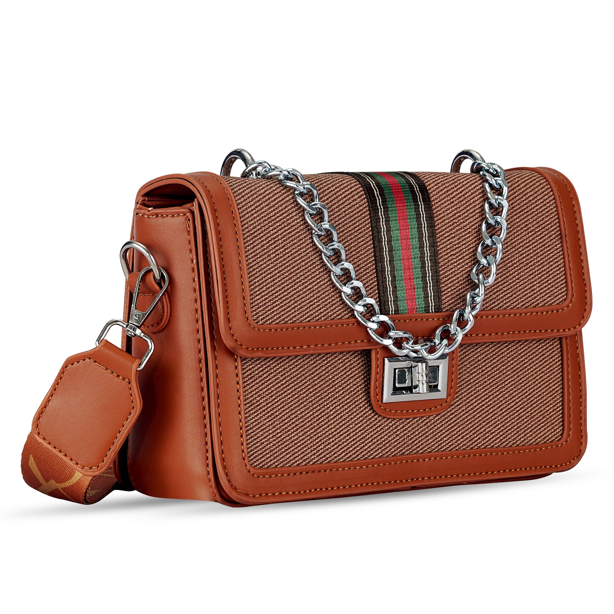 Tan Colourblocked Sling Bag