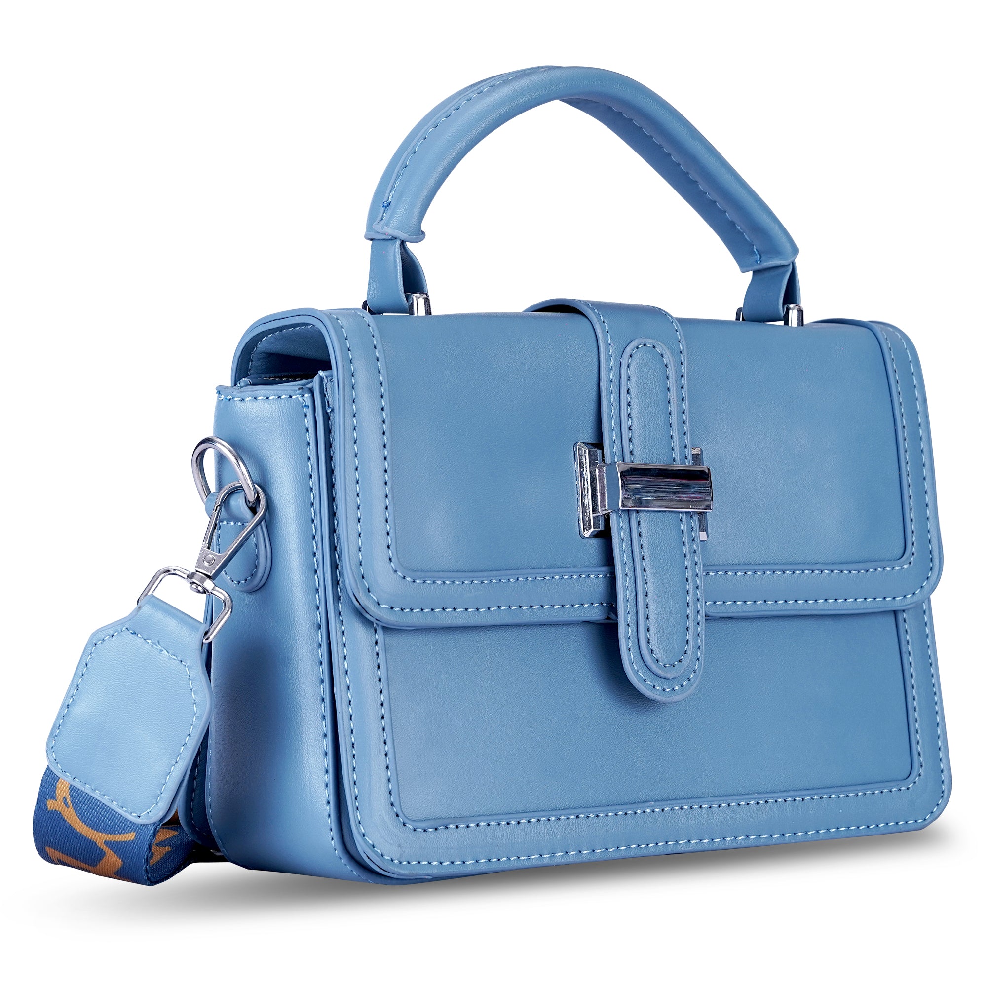 Blue Structured Satchel Bag