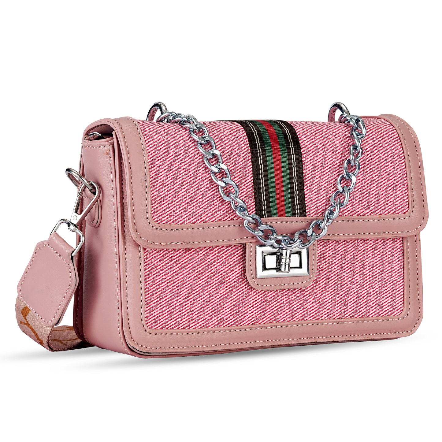 Pink Colourblocked Sling Bag