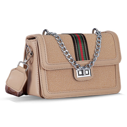 Beige Colourblocked Sling Bag